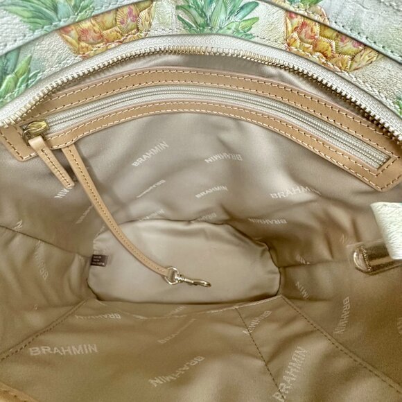 Brahmin Leather Mod Bowie Multi Pompano Pineapple Ring Handle Tote Bag NEW - Picture 6 of 12